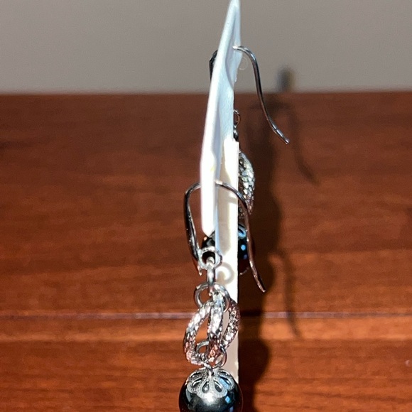 Simona Collini Stainless Steel & Hematite Dangle Pierced Earrings Never Worn - Picture 6 of 10